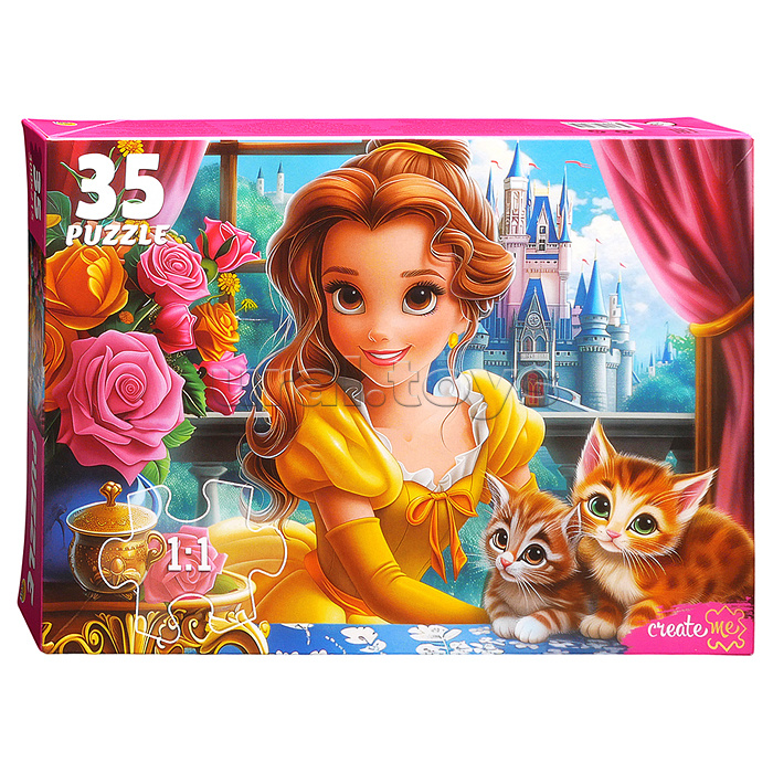 Пазлы 35 "Принцесса с котятами"