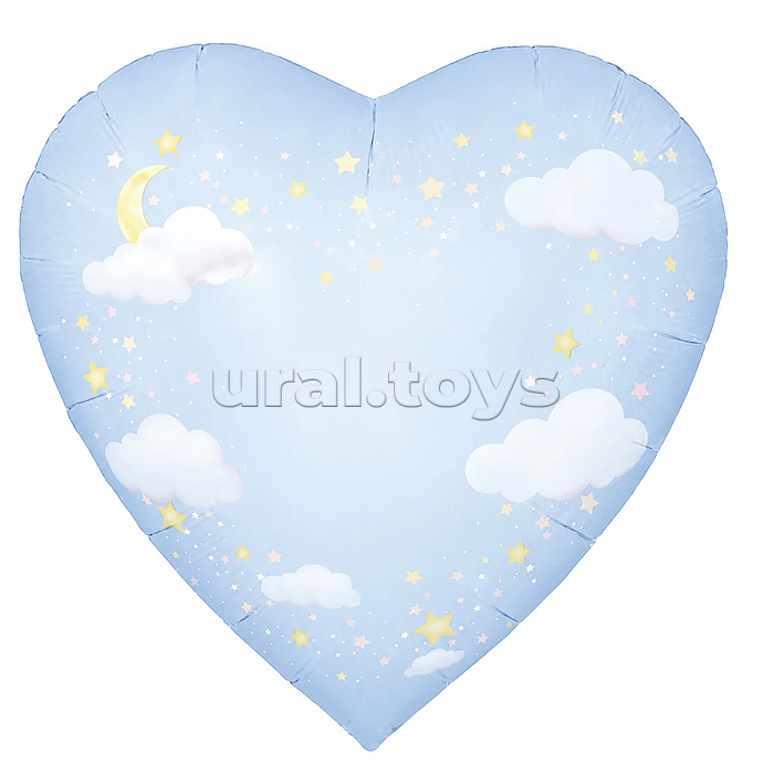 Шар (30''/76 см) Сердце, На выписку, Голубой, 1 шт. в уп.