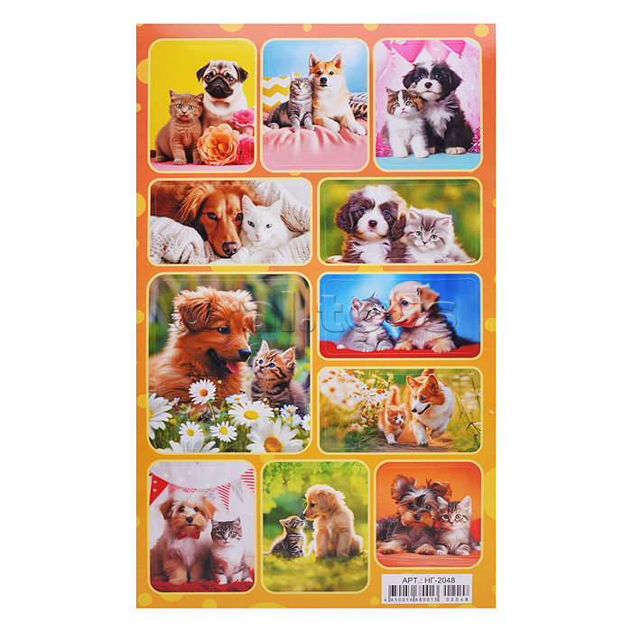 Наклейки (21 глиттер) "Котята и щенята"