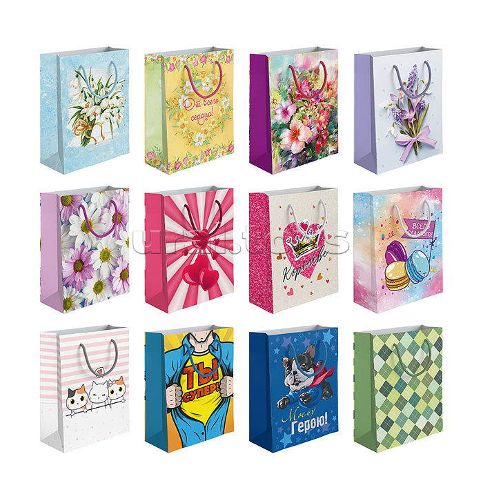 Пакет бумажный подарочный AA ВЕСН, эффект: глянцевая поверхность, Размер 33x43x10см