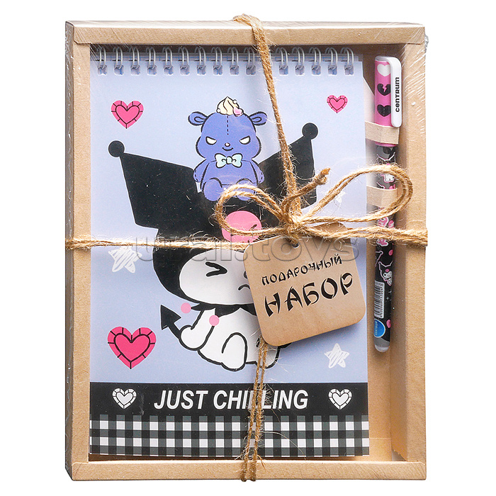 Набор Блокнот "Куроми" А5 60л. в клетку 141х201 мм + Ручка шариковая Kuromi, цвет чернил синий, 0,7 мм в подарочной упаковке