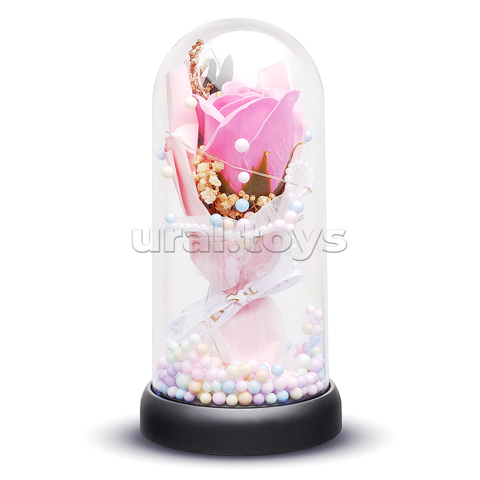 Светильник "Необыкновенная роза" в коробке (розовый)