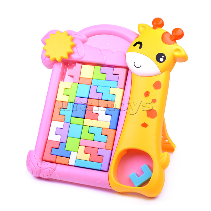 Логическая игра "Умный жираф" 3в1 (розовый) в коробке