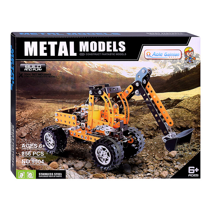 Конструктор "Одноковшовый экскаватор" (256 дет.) металл, в коробке