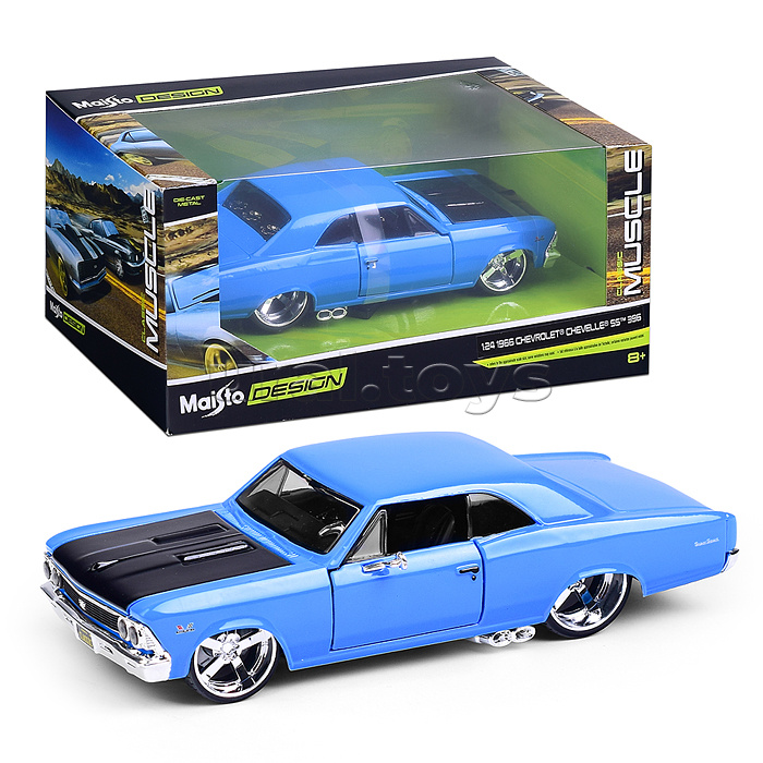 Машинка die-cast 1966 Chevelle SS 396, 1:24, синяя, открывающиеся двери