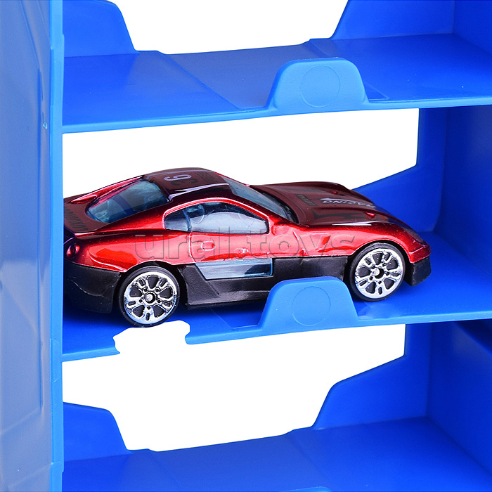 Парковка "Мега-паркинг" 6 металлических машин в наборе, (свет, звук) в коробке