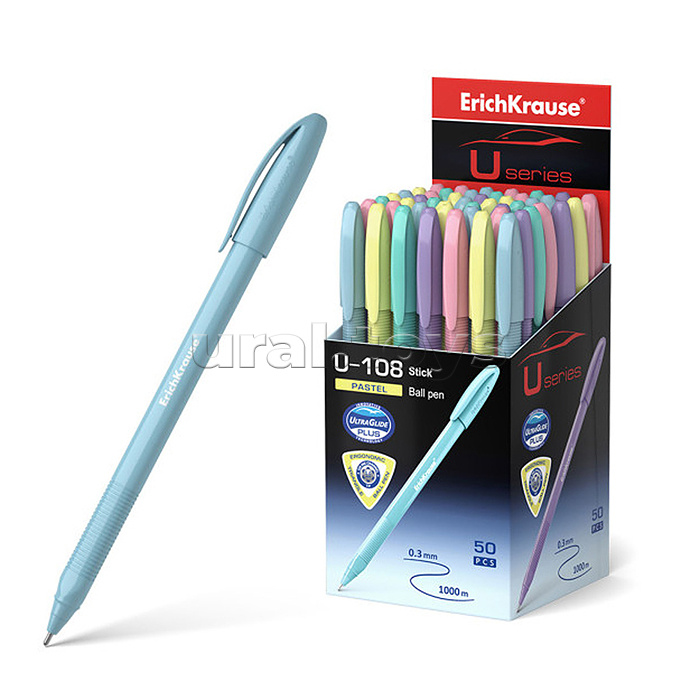 Ручка шариковая U-108 Stick Pastel 0.7, Ultra Glide Technology, цвет чернил синий (в коробке по 50 шт.)