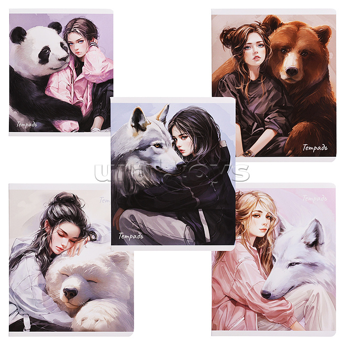 Тетрадь 48 л, клетка "Тотемное животное" А5+, мягкий переплёт (2 скобы)