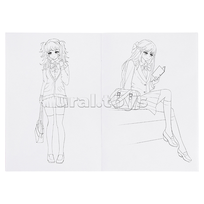 Раскраска "В школе аниме"