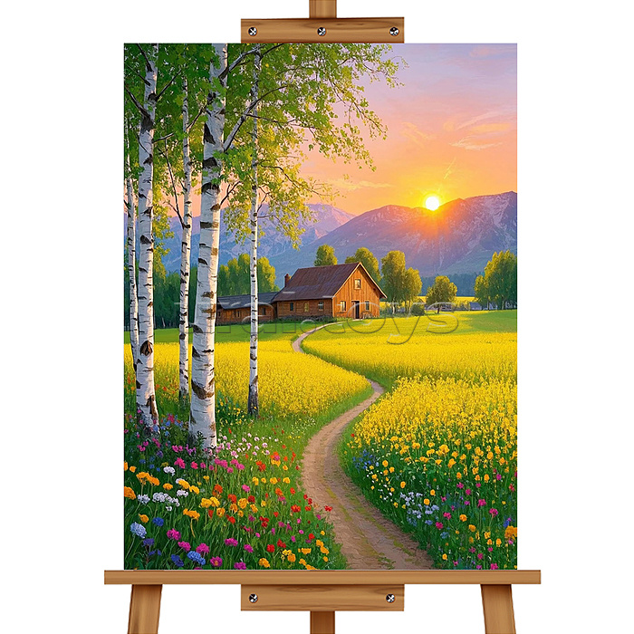 Набор для рисования "Картина по номерам 30*40 см. Закат в деревне"