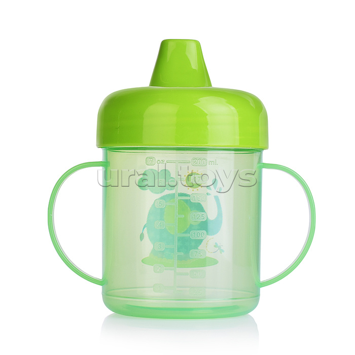 Поильник-непроливайка с жестким носиком, с ручками, ассорти, 200 мл, 5+, 1шт.