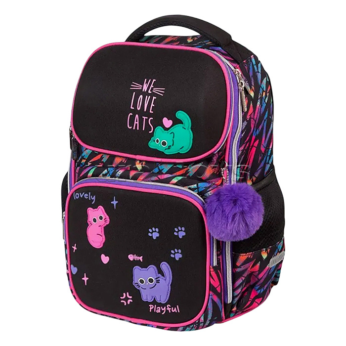 Ранец "Smart. Funny Cats" школьный жесткий 37x28x14 см (14 л) вес 800 г, 1 отделение на замке с карманом для учебников, 2 передних кармана на молнии, 2 боковых кармана на резинке с расширением, эргономичная формоустойчивая вентилируемая спинка и мягкие S- Ранец "Smart. Funny Cats" школьный жесткий 37x28x14 см (14 л) вес 800 г, 1 отделение на замке с карманом для учебников, 2 передних кармана на молнии, 2 боковых кармана на резинке с расширением, эргономичная формоустойчивая вентилируемая спинка и мягкие S-