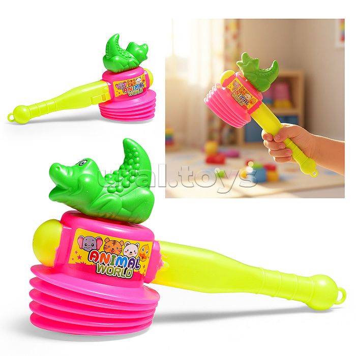 Молоток - стучалка "Крокодильчик" 25 см., в сетке