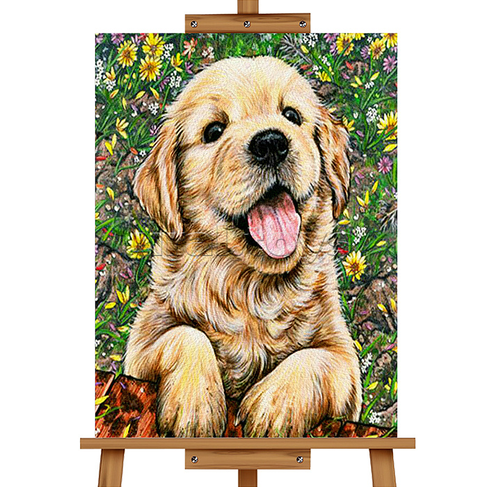 Набор для рисования "Картина по номерам 30х20 см.  Забавный щенок"