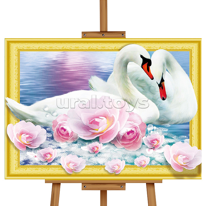 Мозаика алмазная "Лебеди" 40*50см