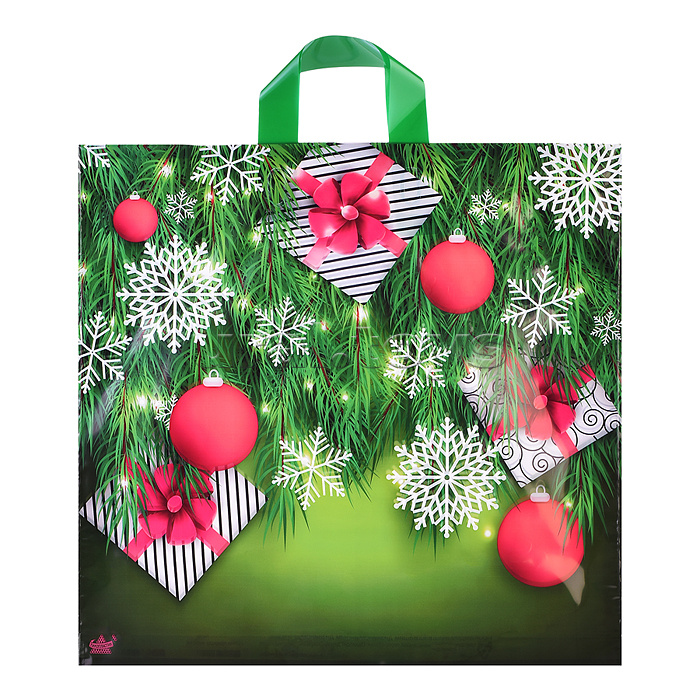 Пакет "Подарки в елках" петлевой (420х440х70)