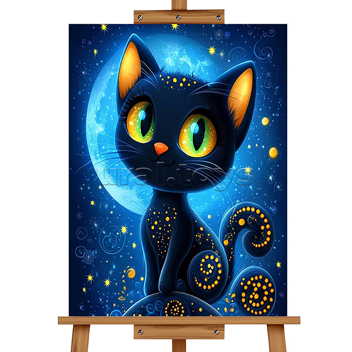 Мозаика алмазная "Черный кот" 20*30см.