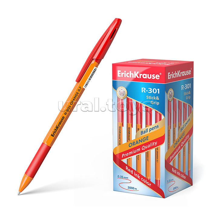 Ручка шариковая R-301 Orange Stick&Grip 0.7, цвет чернил красный