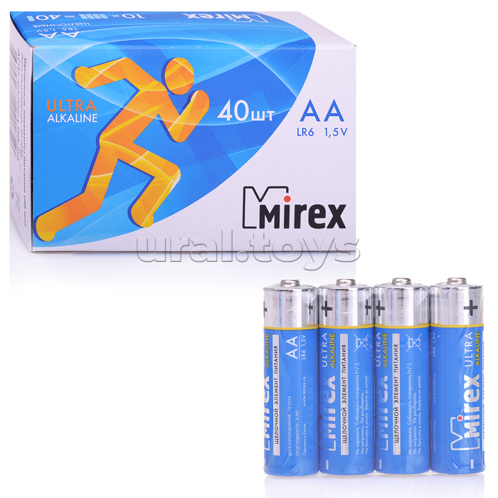 Батарея щелочная Mirex LR6 / AA 1,5V, в упаковке 40 шт. (4)