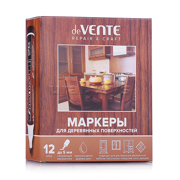 Маркер для деревянных поверхностей "Repair" круглый корпус, скошенный наконечник, ширина линии письма 1-5 мм, цвет - орех