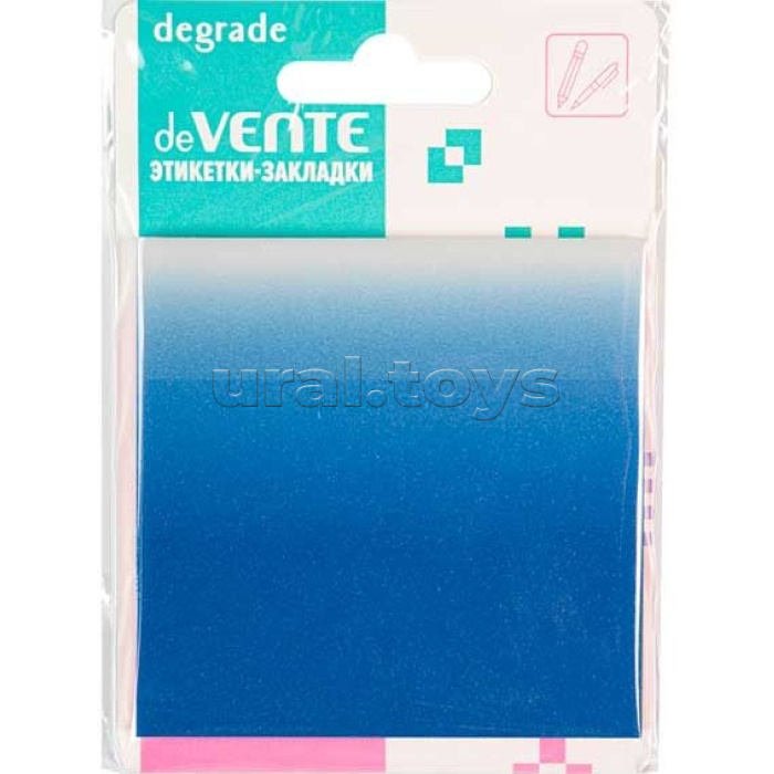 Самоклеящиеся этикетки-закладки "Degrade" пластиковые прозрачные, 76x76 мм, синие