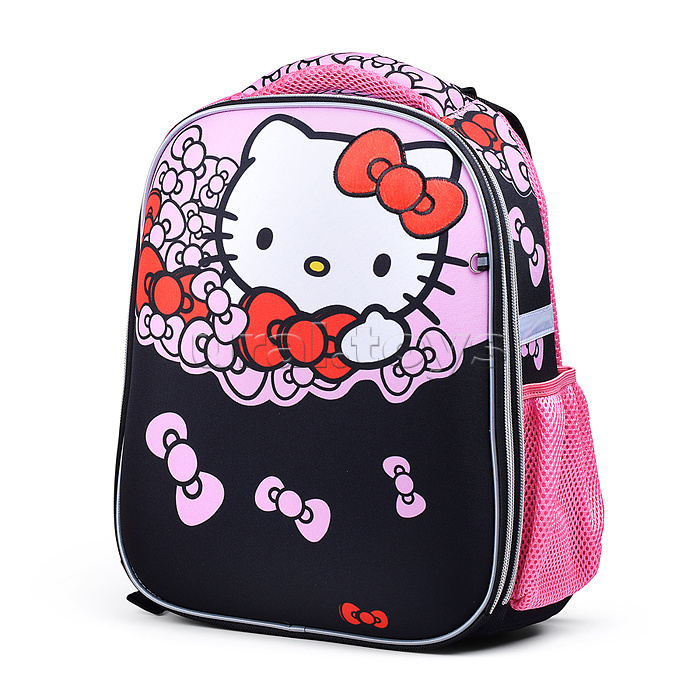 Рюкзак каркасный, Hello Kitty формованный из полимеров, материал: нейлон, полиэстер, полноцветная печат, 2 отделения на молнии, 2 бегунка на каждой молнии, 1 вместительный боковой карман, светоотражатели , жесткая эргономичная спинка;  широкие, регулируем