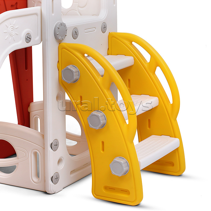 Комплект детский "Космический стиль" (горка и качель) цвет красный.