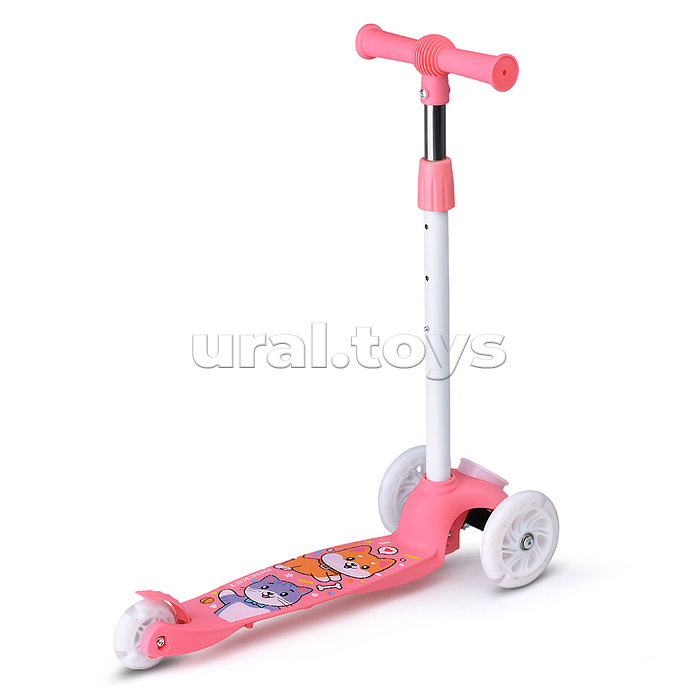 Самокат трёхколёсный ROCKET колёса световые PU, цвет розовый