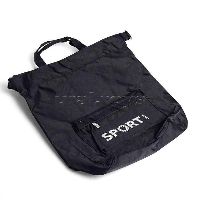 Сумка-рюкзак "Sport" 39x32x19 см, вес 250 г, плотный износостойкий полиэстер с водоотталкивающей пропиткой и объемная печать, на утяжке, с ручками и плечевыми лямками, с передним карманом на молнии, внутренний карман на липучке