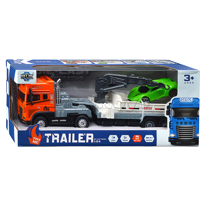 Машина "Кран эвакуатор" (свет, звук) в коробке