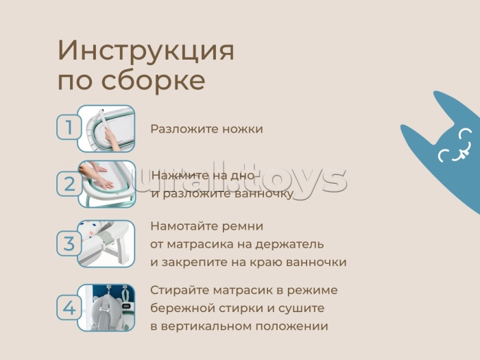 Ванночка складная с термометром и матрасиком, зеленая Ванночка складная с термометром и матрасиком, зеленая