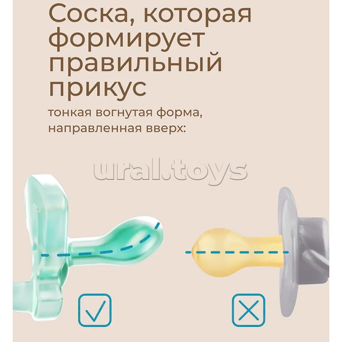 Соска-пустышка цельносиликоновая мятная, в стерилизаторе, 2 шт, 0-6 мес