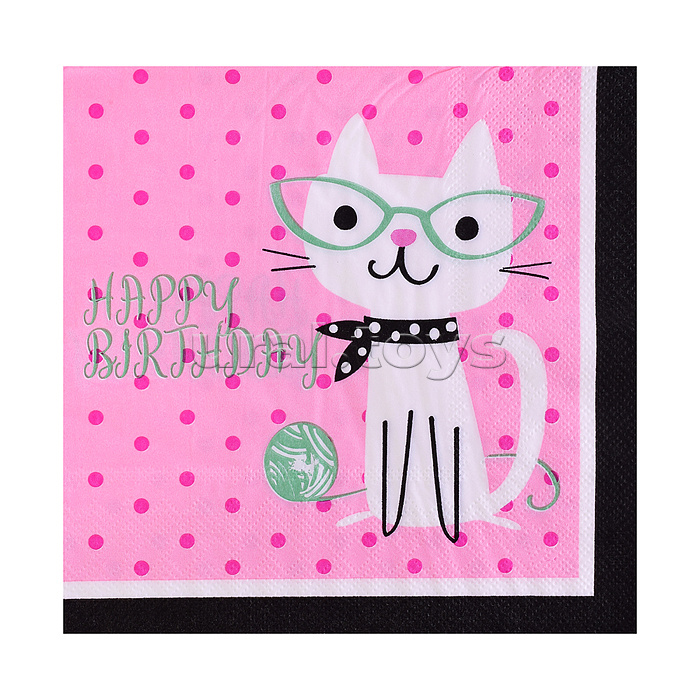 Набор посуды одноразовой "Гламурный кот" салфетки (20 шт)