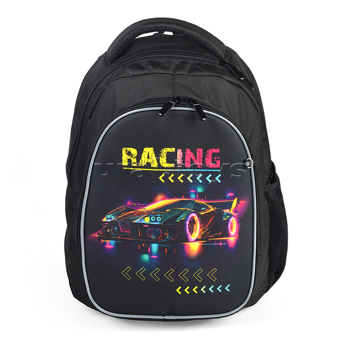 Рюкзак облегченный "Racing" с анатомической спинкой, 2 отделения на молнии, на каждой молнии 2 бегунка, размер 40х32х16см, эргономичная анатомическая спинка, мягкие широкие регулируемые лямки, застежка спереди, внутри дополнительные отделения, органайзер 