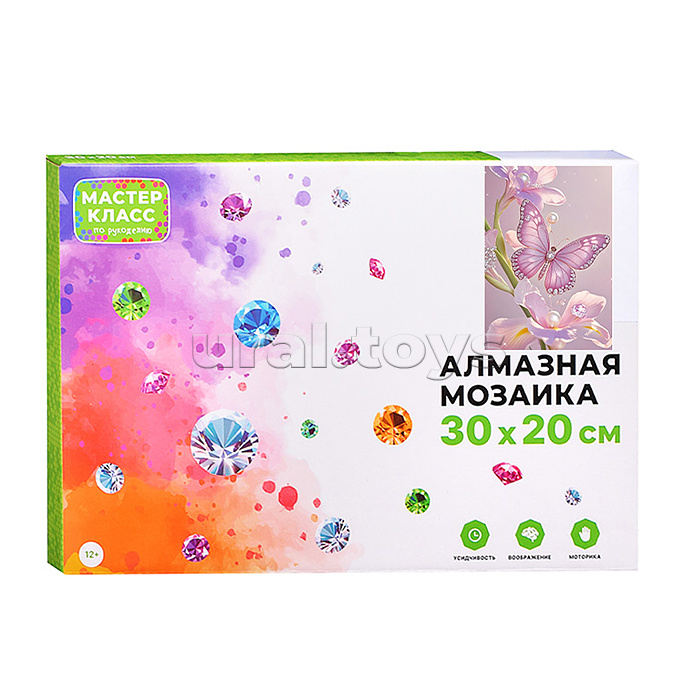 Мозаика алмазная "Цветы и бабочка" 20*30см.