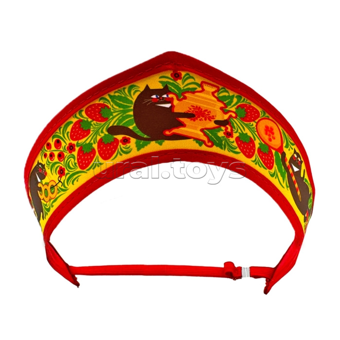 Кокошник-ободок "Русские промыслы" Семеновская, с регулируемой резинкой, универсальный, полиэстер