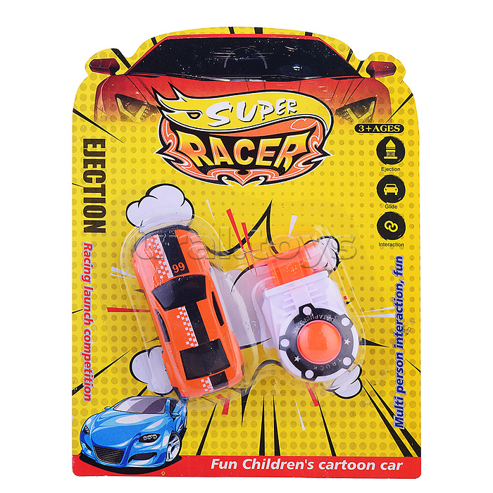 Машина "Супер Гонка" с запуск.устройством, на листе, микс 12 видов