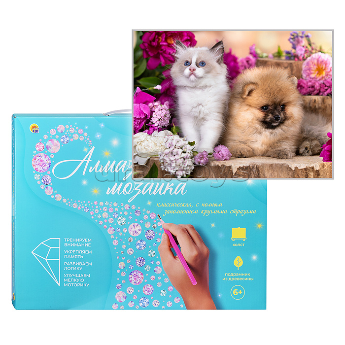 Алмазная мозаика 30х40 "Маленькие пушистики" с подр., с полн. заполн. (30цв) (блест.)