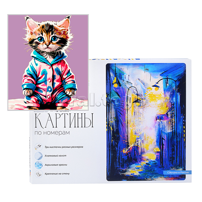 Картины по номерам "Котенок в пижаме" 30х40см