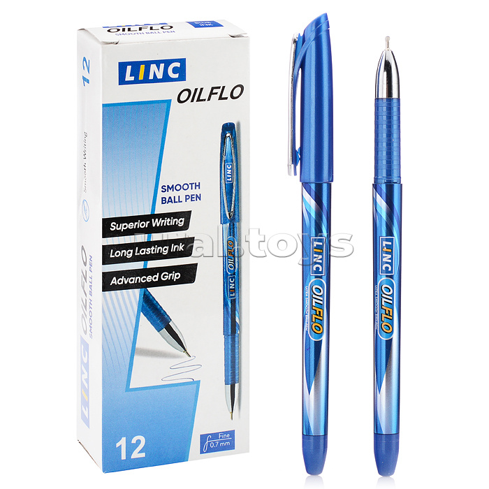 Ручка шариковая Linc oil flo 0,7 мм синий круглый корпус