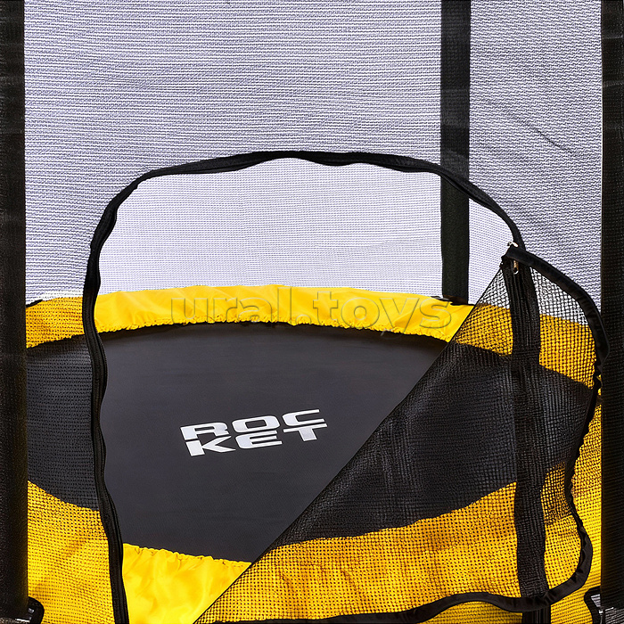 Батут ROCKET, d=140, внешняя сетка высотой 88 см., общая высота 122 см. черный с желтым