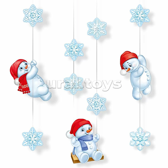 Набор оформительский "Снеговики на качелях"