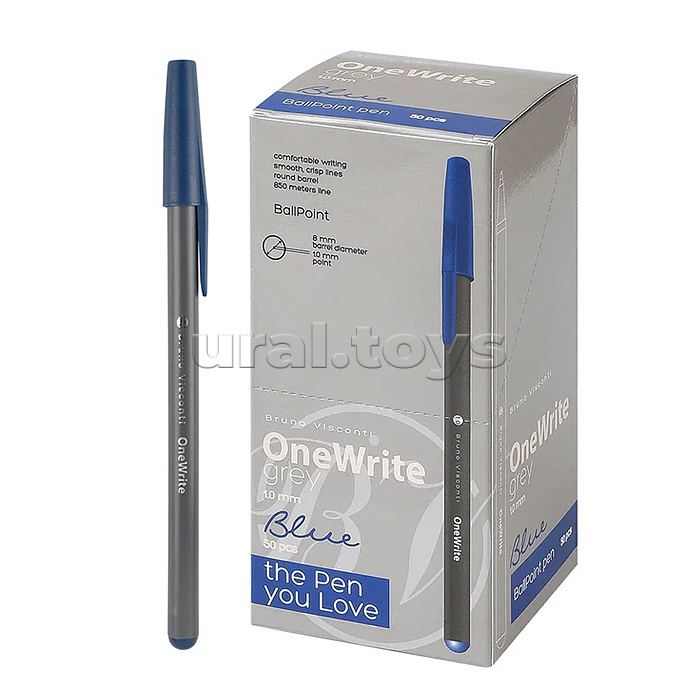 Ручка "OneWrite Grey" шариковая 1.0 мм, синяя Ручка "OneWrite Grey" шариковая 1.0 мм, синяя