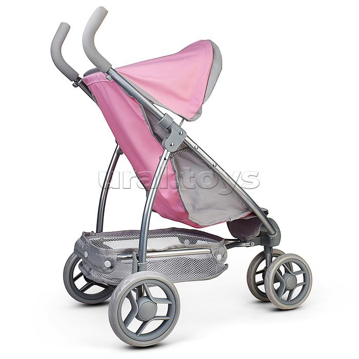 Коляская кукольная трость, металлическая, 3-х колесная, с корзиной и козырьком