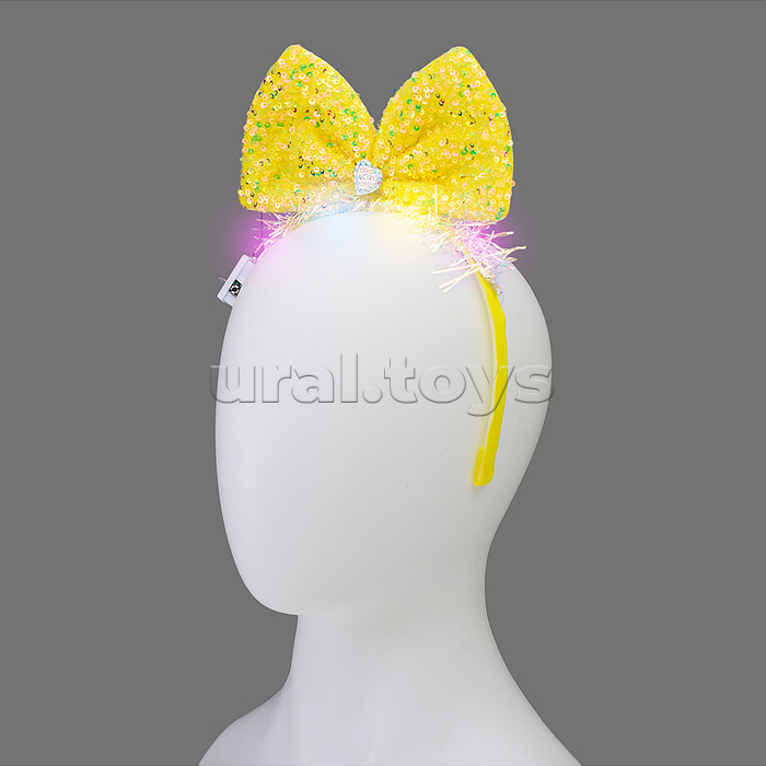 Ободок карнавальный "Бант" светящийся, в пакете