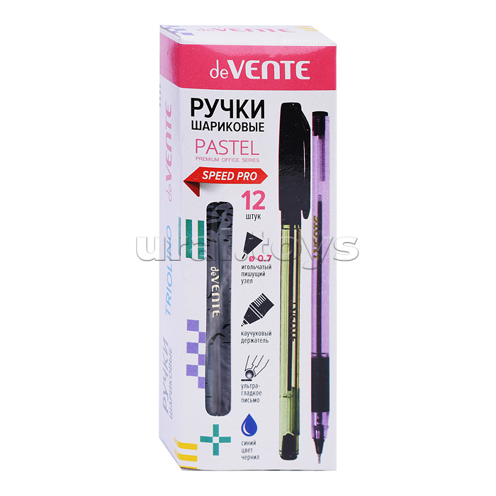 Ручка шариковая "Triolino Pastel" серия Speed Pro, d=0,7 мм, ультра гладкое письмо, чернила на масляной основе, игольчатый пишущий узел, полупрозрачный пастельный трехгранный корпус с каучуковым держателем, сменный стержень, индивидуальная маркировка, в к