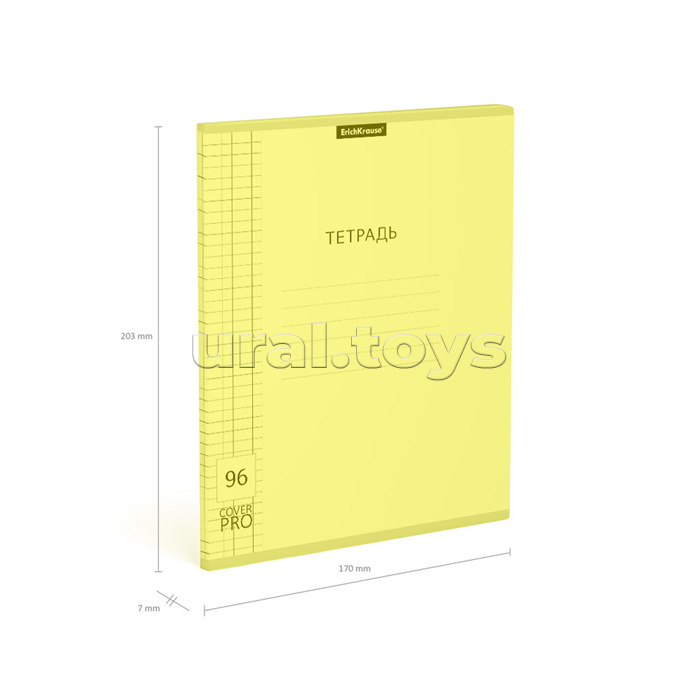 Тетрадь 96л., клетка, пластиковая обложка "CoverPrо Neon" желтый