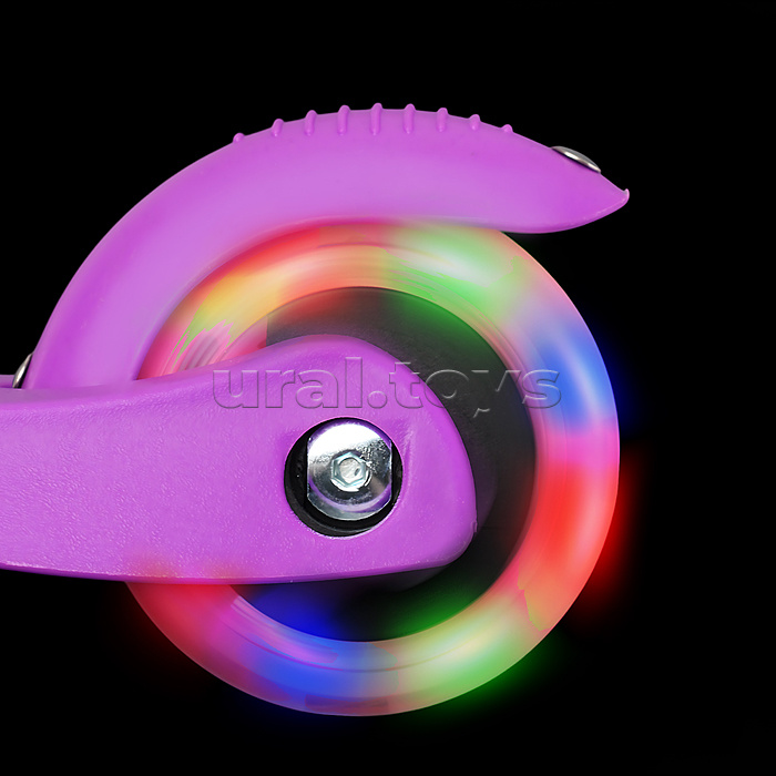 Самокат 3-х колесный ROCKET,колеса PU со светом, светящаяся стойка, ABEC 7, фиолетовый