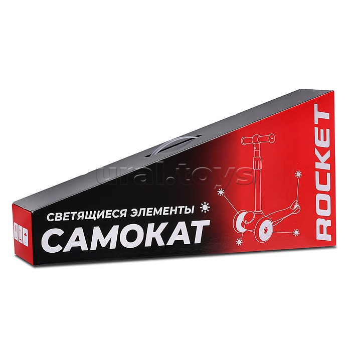 Самокат трёхколёсный ROCKET колёса световые PU, цвет розовый
