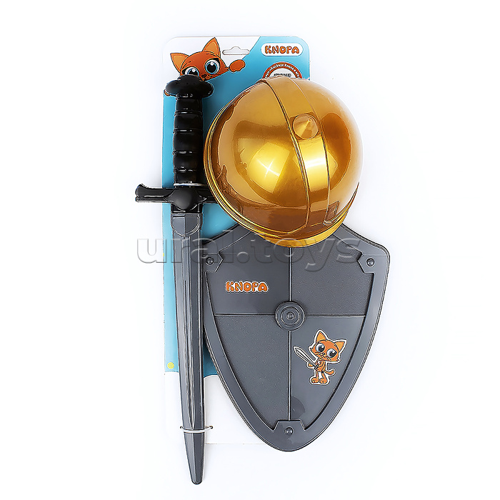 Набор оружия "Золотой воин" золотой шлем, щит и меч